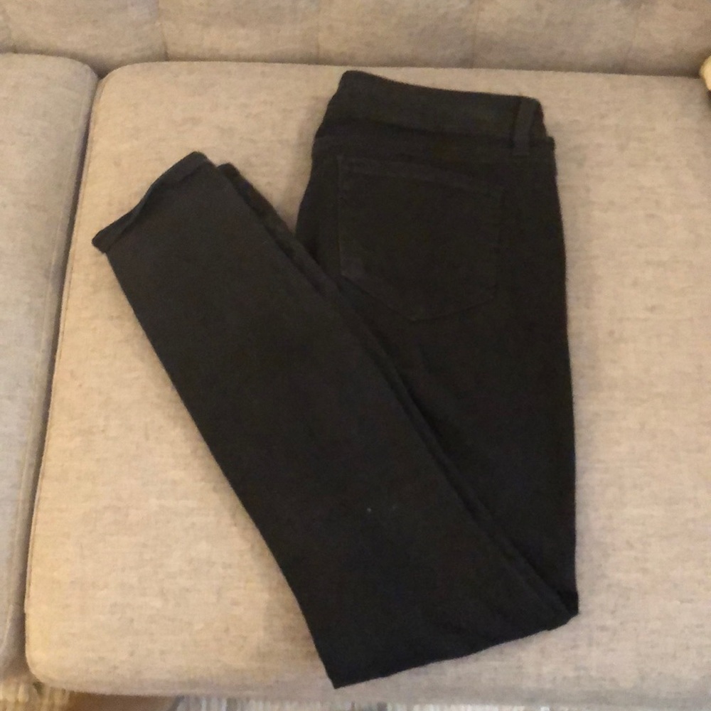 Paige Ripped Skinny Black Jean with Zipper Pocket